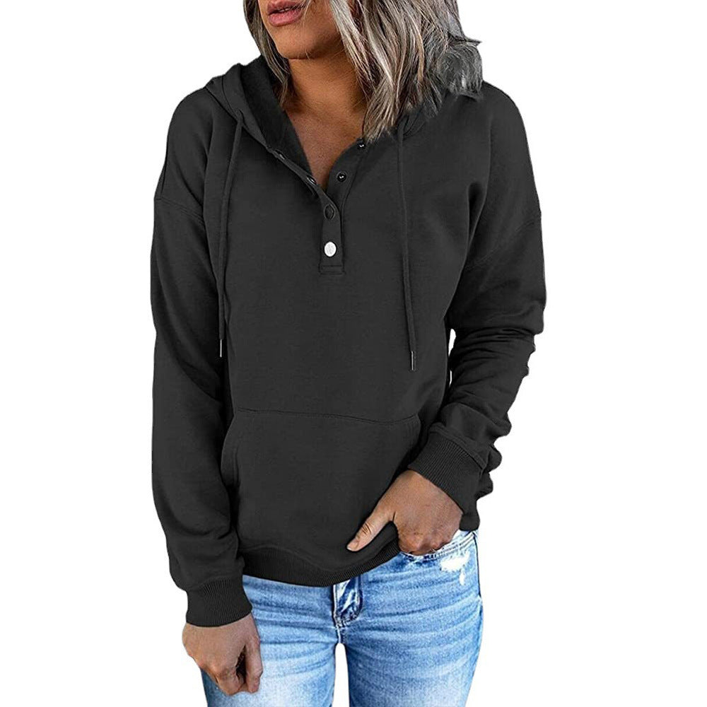Sudadera con capucha y botones en el escote - Modelo Button