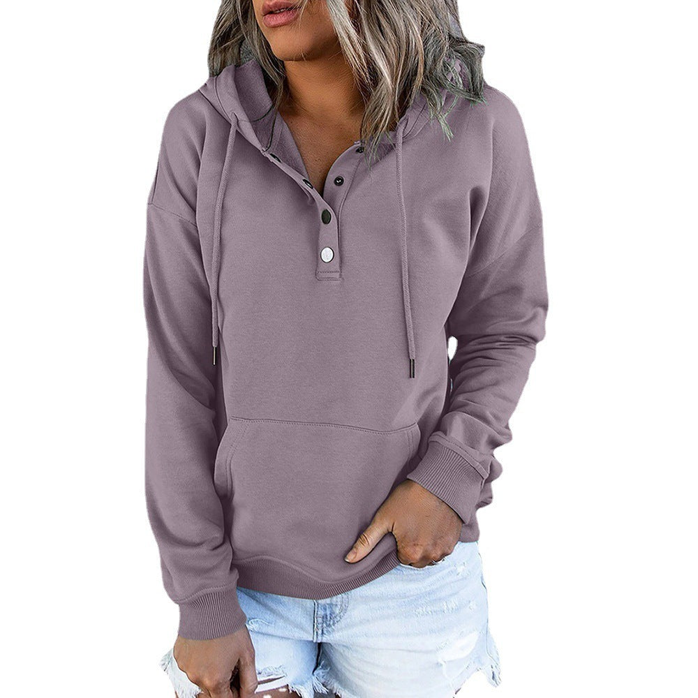Sudadera con capucha y botones en el escote - Modelo Button