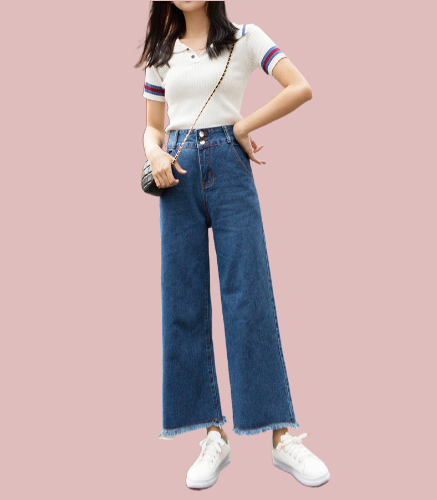 Pantalones vaqueros de pierna recta de cintura alta para mujer Pantalones cortos de primavera