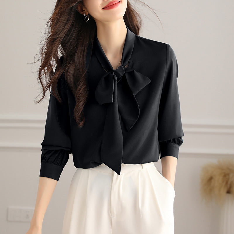 Blusa satinada con lazada - Modelo Alejandra