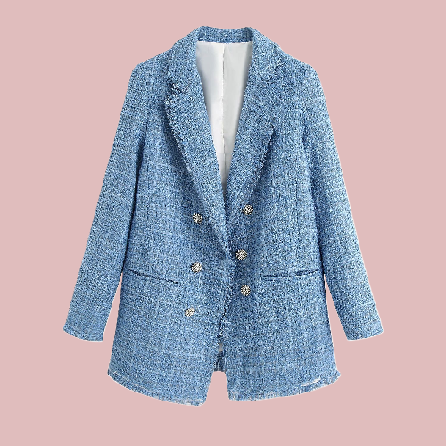 Blazer tweed azul - Modelo Sky