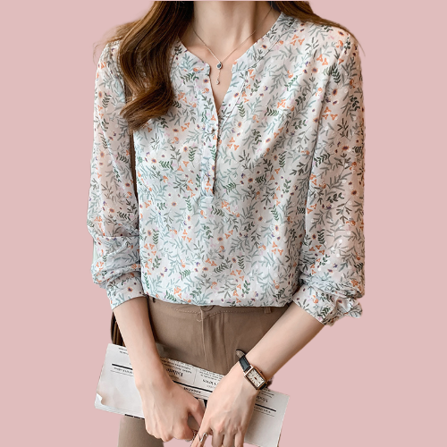 Blusa con estampado de flores - Modelo Jazmín