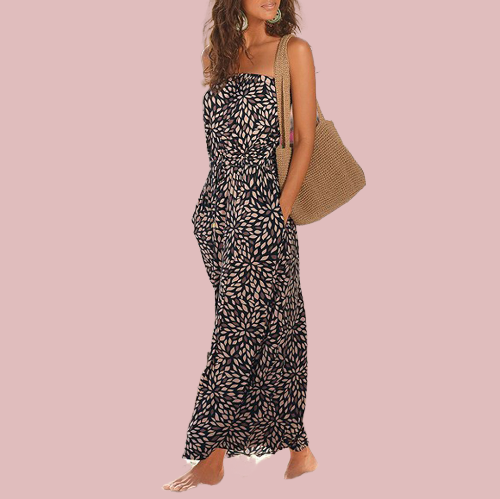 Vestido estampado palabra de honor - Modelo Moulant