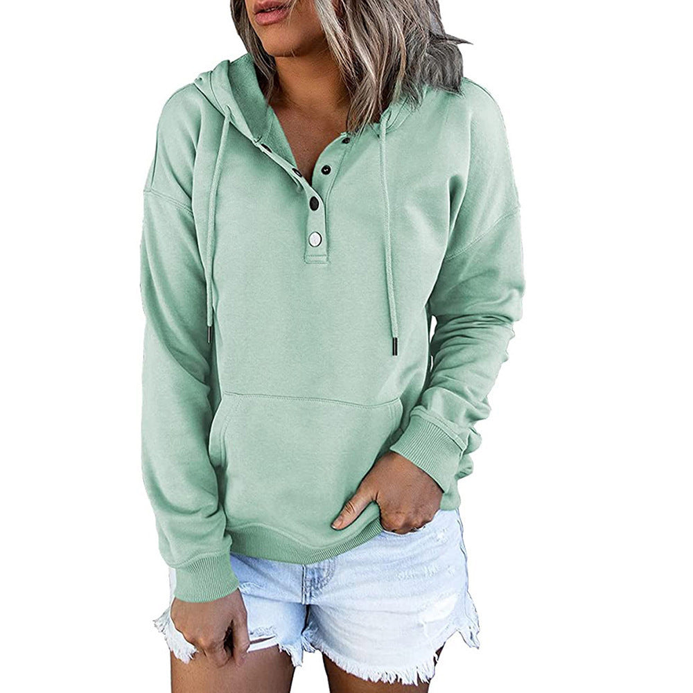 Sudadera con capucha y botones en el escote - Modelo Button