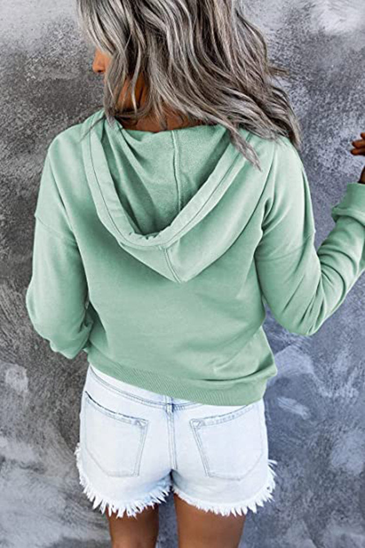 Sudadera con capucha y botones en el escote - Modelo Button