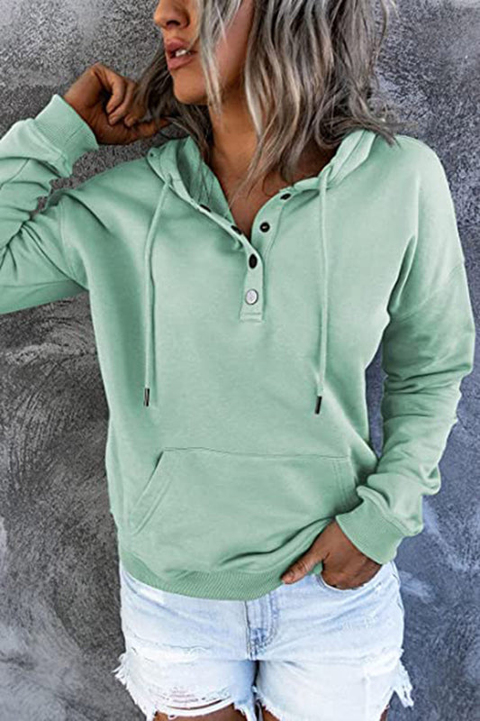 Sudadera con capucha y botones en el escote - Modelo Button