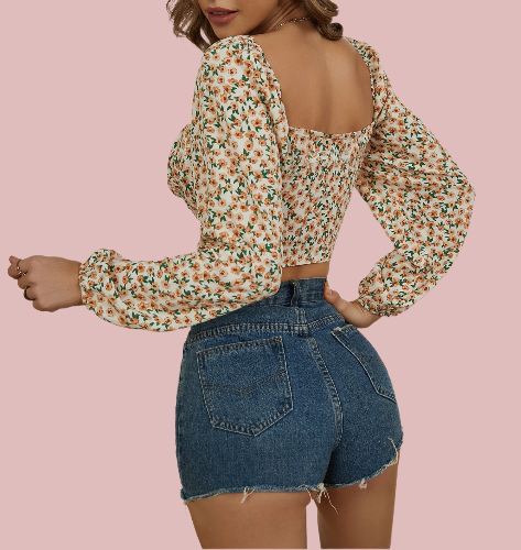 Blusa crop con estampado floral - Modelo Alba