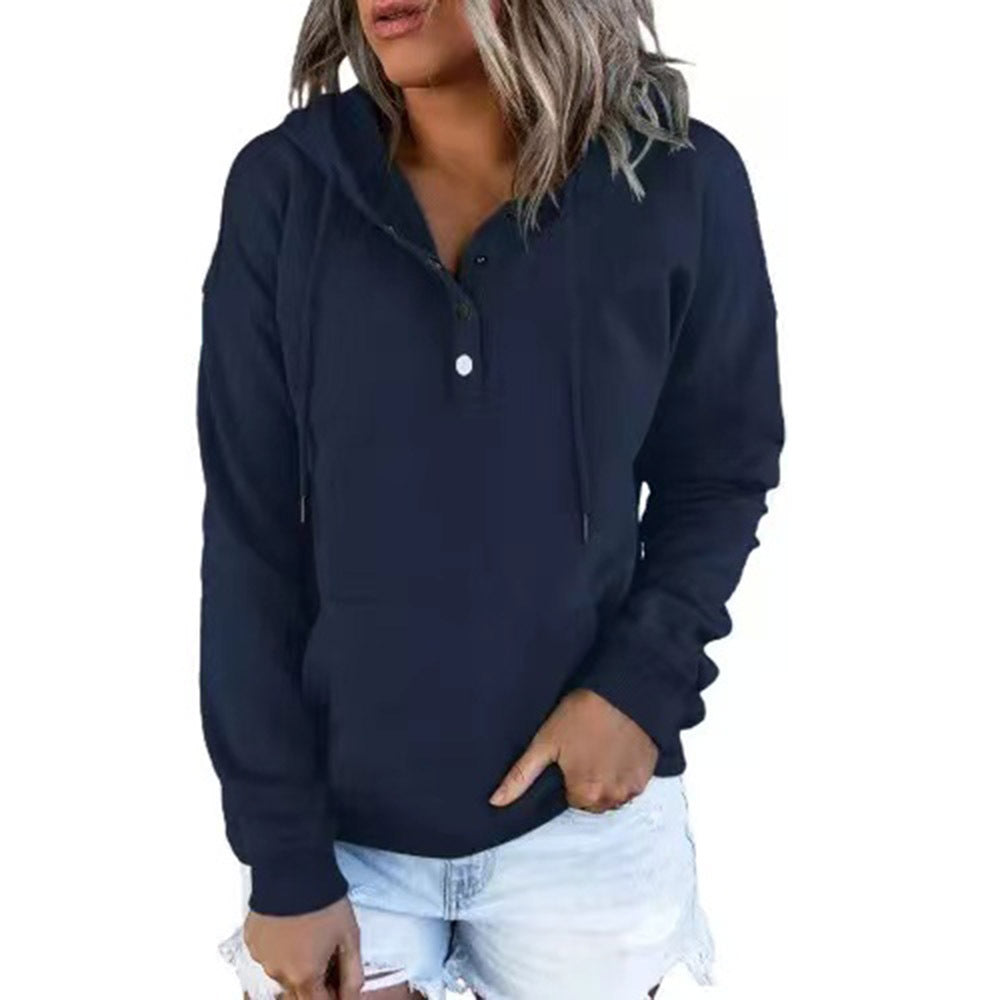 Sudadera con capucha y botones en el escote - Modelo Button