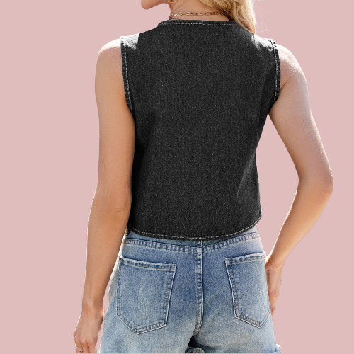 Top denim con lazadas - Modelo Lollipop