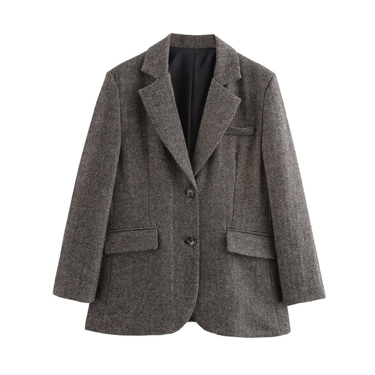 Blazer de lana de con estampado de espiga minimalista - Modelo Field