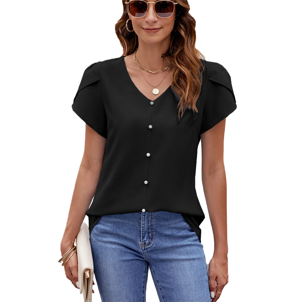 Blusa con botones perlados - Modelo Perla