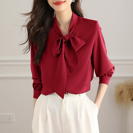 Blusa satinada con lazada - Modelo Alejandra