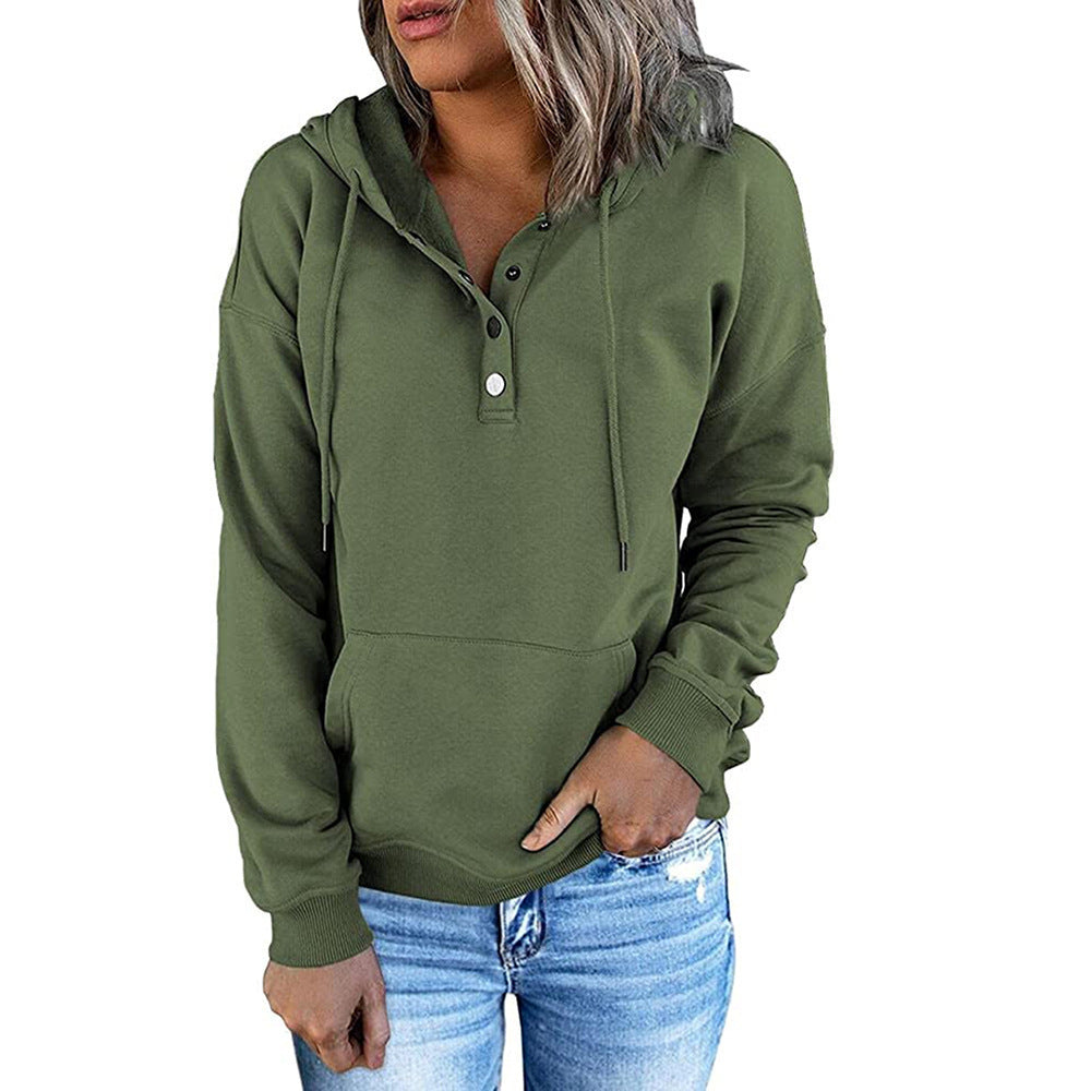 Sudadera con capucha y botones en el escote - Modelo Button