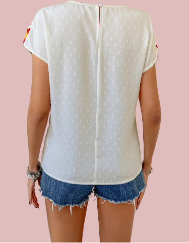 Blusa con croché en su manga corta - Modelo Holiday
