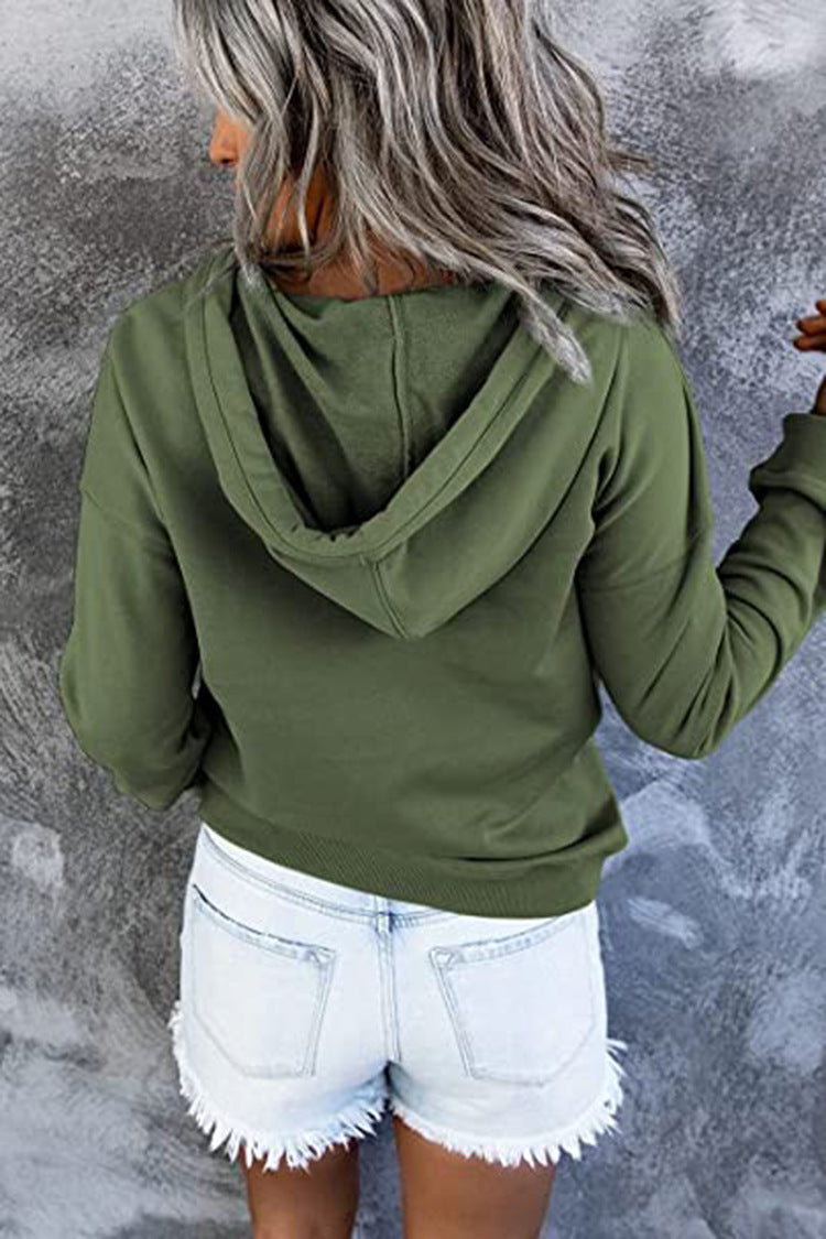 Sudadera con capucha y botones en el escote - Modelo Button