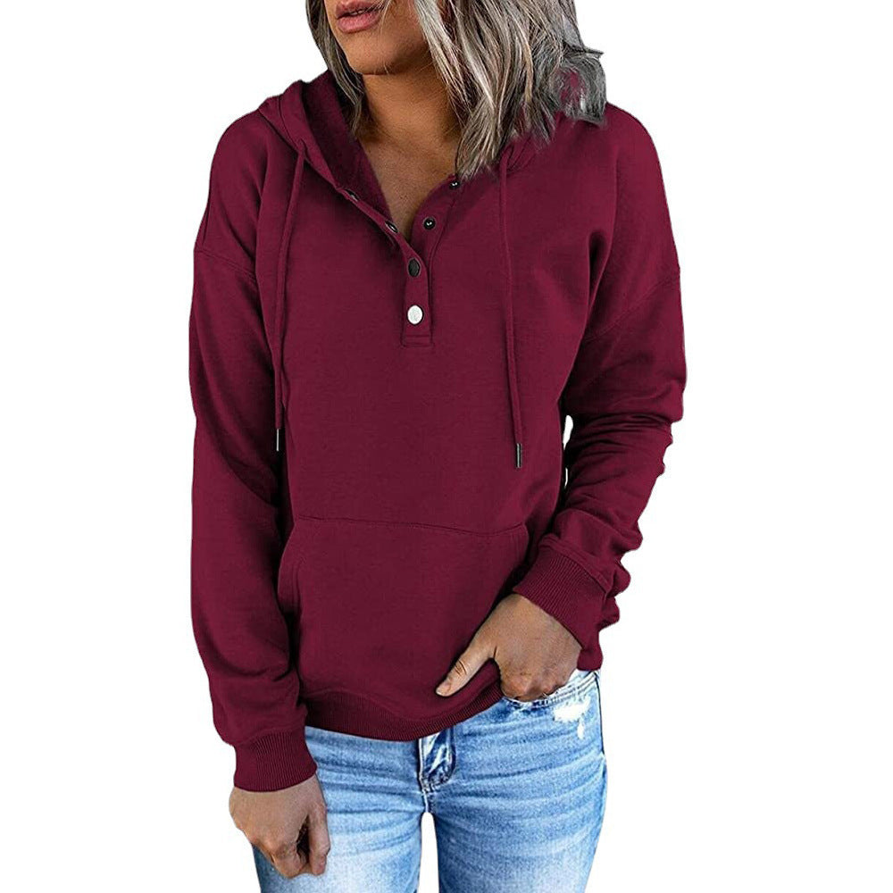 Sudadera con capucha y botones en el escote - Modelo Button