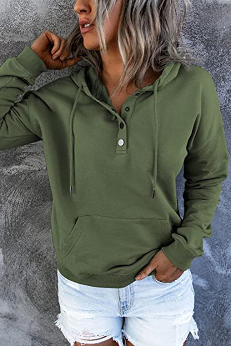 Sudadera con capucha y botones en el escote - Modelo Button