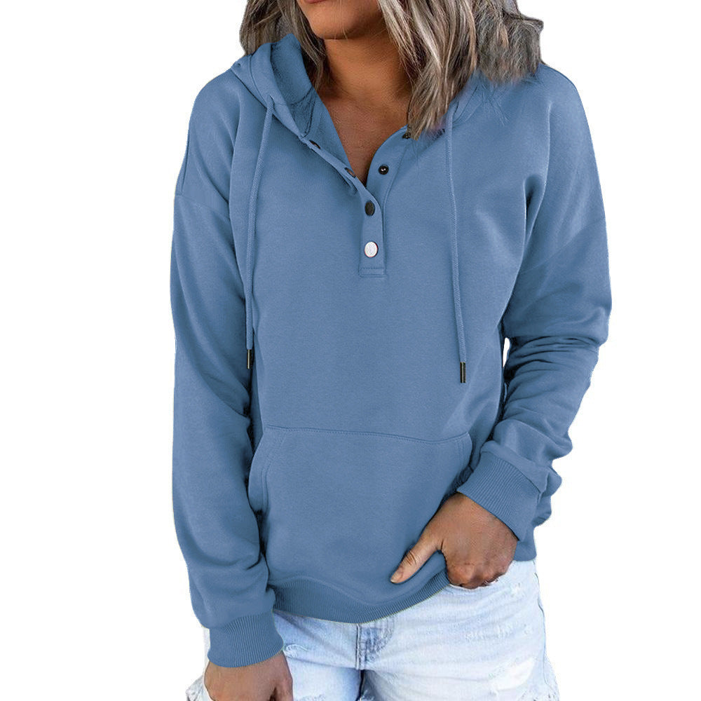 Sudadera con capucha y botones en el escote - Modelo Button