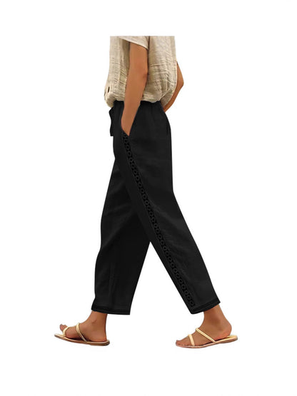 Pantalón recto de tela con detallito en el lateral - Modelo Sun
