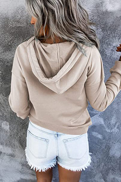 Sudadera con capucha y botones en el escote - Modelo Button
