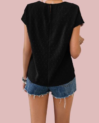 Blusa con croché en su manga corta - Modelo Holiday